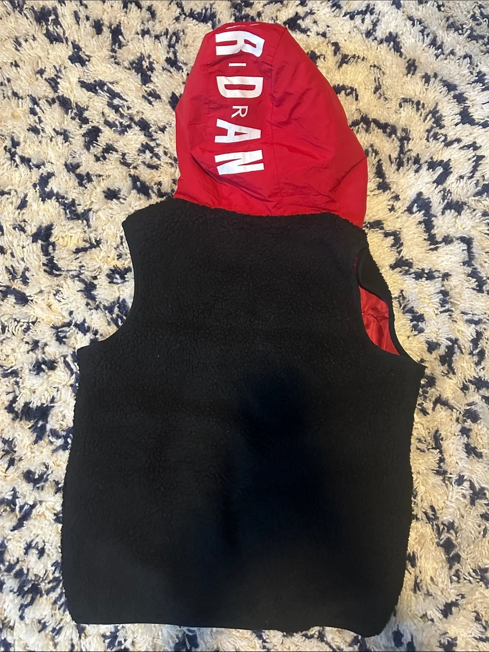 Jordan Black & Red Hooded Sherpa Vest